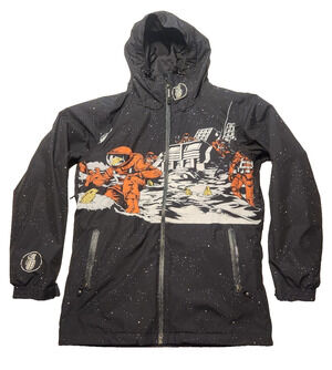 Grenade Fatigue Project Snowboard Jacket Black Moonbase Astronaut Mens Large